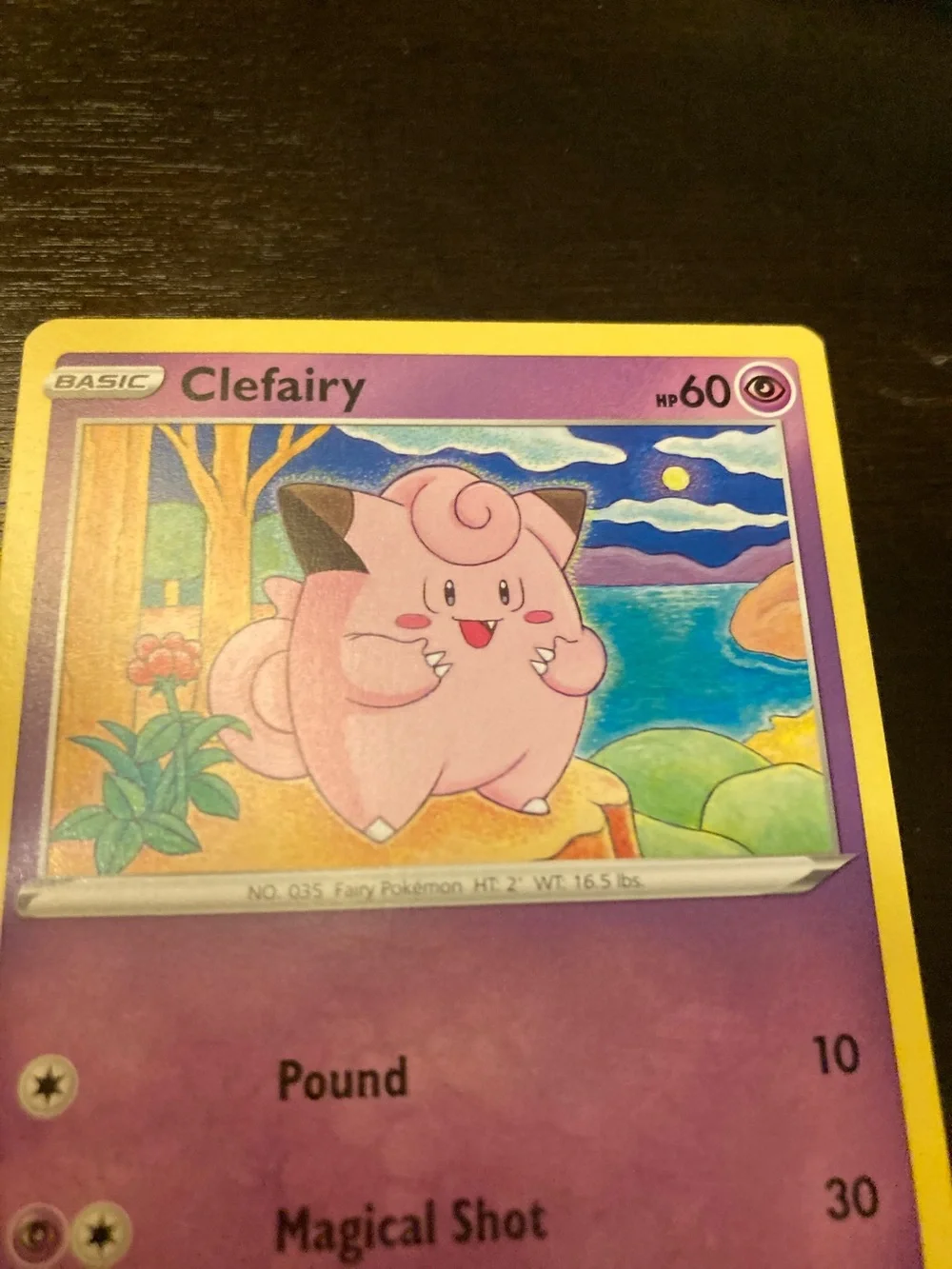 Pokemon Clefairy Card - Pink, Purple, Yellow
